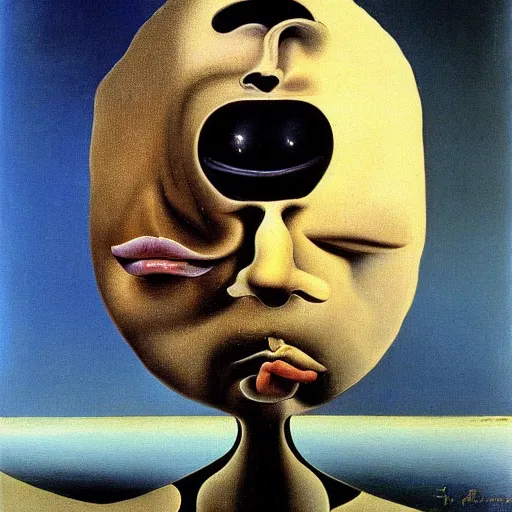 Image similar to surrealist painting of a man with a melting head, salvador dali