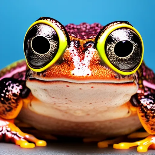 Prompt: Portrait photo of a cybernetic frog