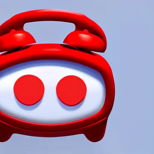 Image similar to Very tiny red alarm clock that looks like the iOS emoji and has the same colors, 3D clay render, 4k UHD, white background, isometric top down left view, diffuse lighting, zoomed out very far