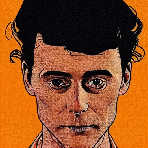 Image similar to “ tom hiddleston retro minimalist portrait by jean giraud, moebius, comic, 8 k ”