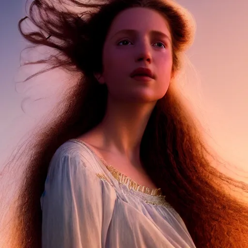 Image similar to photographic portrait of a stunningly beautiful renaissance female surrounded by flowing hair, in soft dreamy light at sunset, contemporary fashion shoot, by edward robert hughes, annie leibovitz and steve mccurry, david lazar, jimmy nelsson, breathtaking, 8 k resolution, extremely detailed, beautiful, establishing shot, artistic, hyperrealistic, beautiful face, octane render