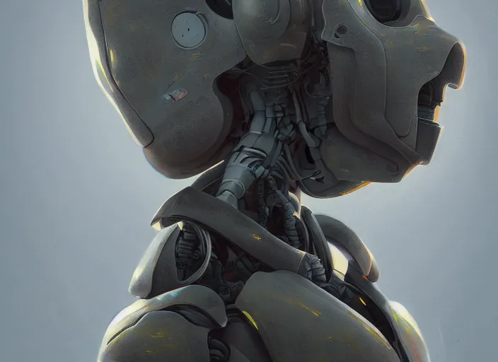Image similar to detailed full body concept art illustration pastel painting of a robot, ultra detailed, digital art, octane render, dystopian, micro detail 4k