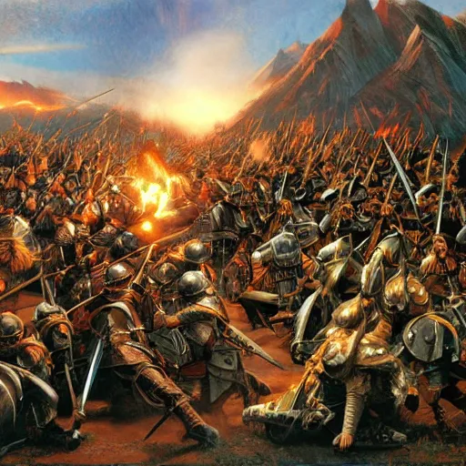 Prompt: the battle of the middle earth, belzinski