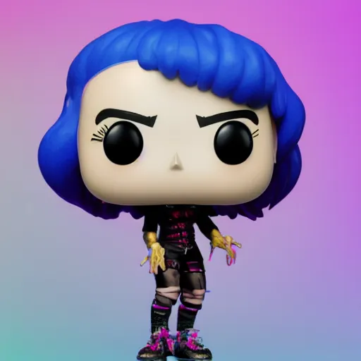 Image similar to Grimes as a Funko pop, photorealistic imagery, trending on artstation, vivid colors, lambent lighting, 4k, 8k, 35mm photography.