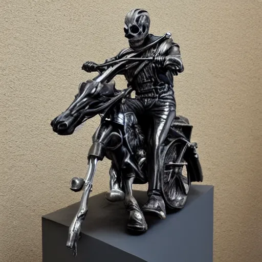 Prompt: ghost rider, marble sculpture