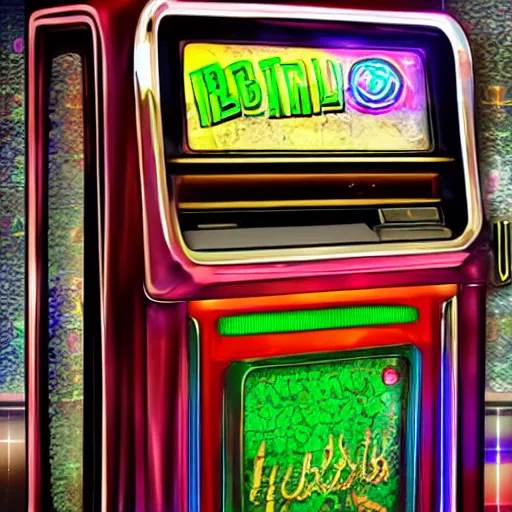 Image similar to jukebox on a dark background, superb resolution, hyper detailed