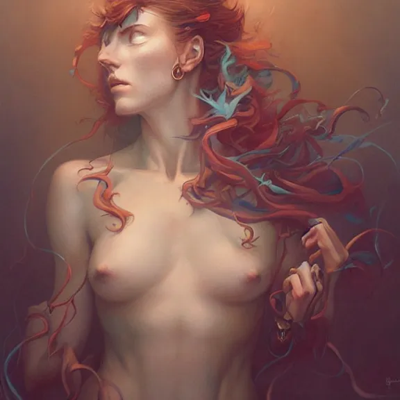 Image similar to a highly detailed beautiful portrait in the style of peter mohrbacher and in the style of jean delville.