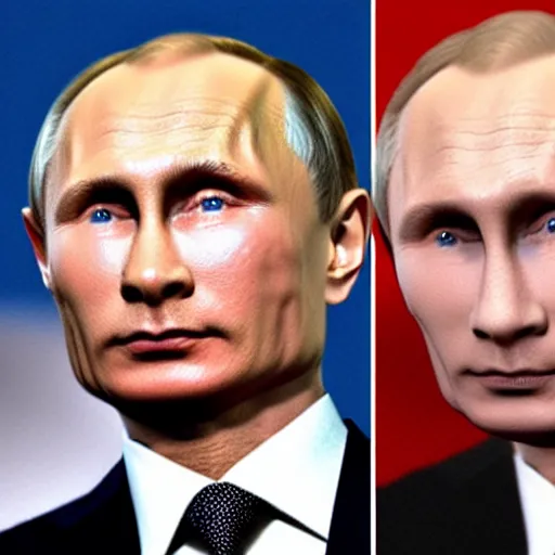 Image similar to vladimir putin crossed with voldemort