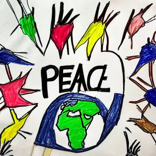 Image similar to a child's drawing of world peace