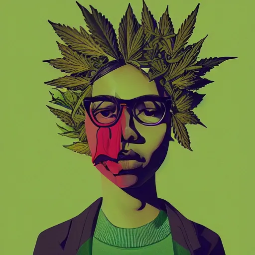 Prompt: marijuana profile picture by sachin teng, miami, organic painting, marijuana smoke, matte, hiphop, hard edges, energetic, 3 d shapes, asymmetrical, smoke, green, masterpiece