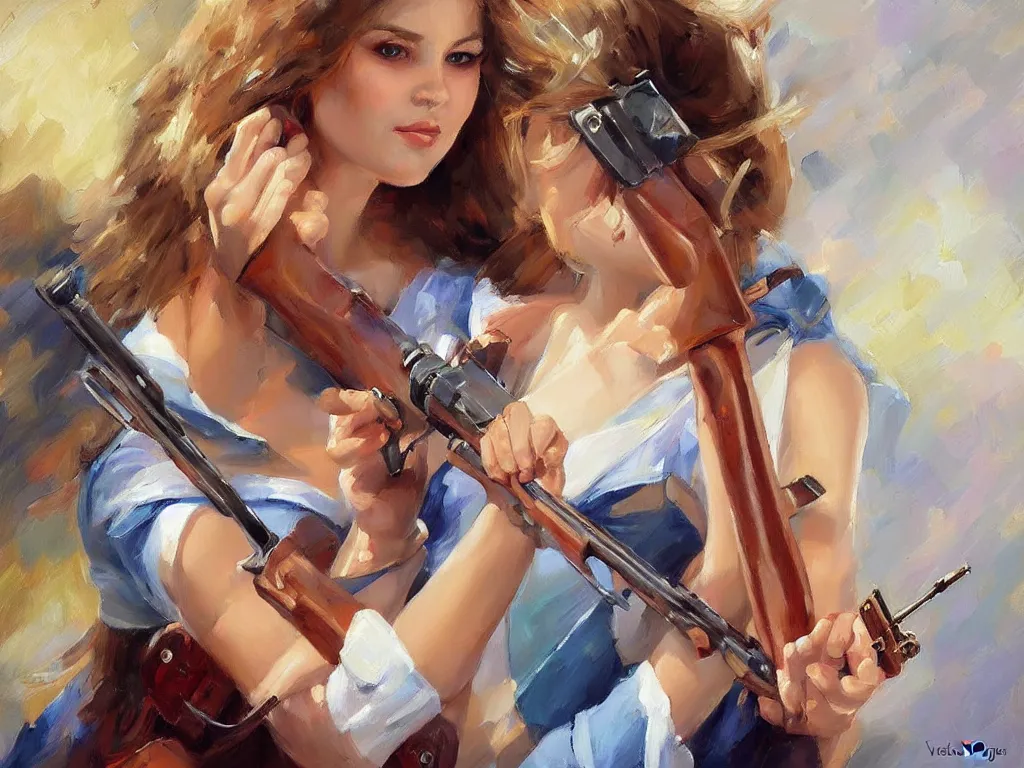 Prompt: lock and load, painting by Vladimir Volegov