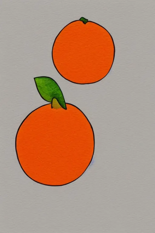 Image similar to minimalist watercolor art of an orange on white background, illustration, vector art