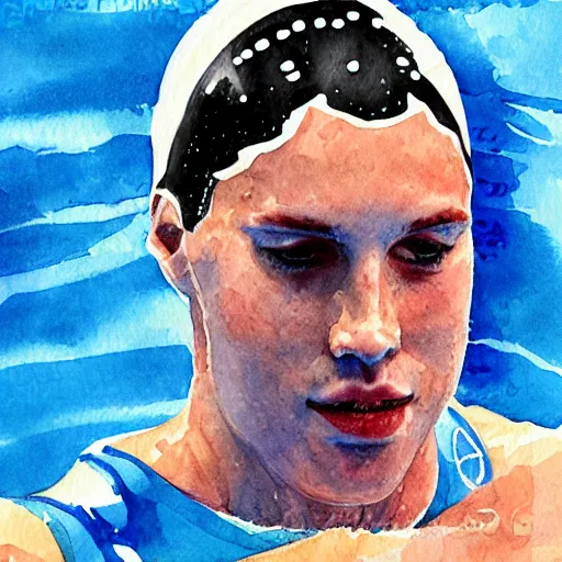 Image similar to Portrait of an Olympic swimmer. Watercolor