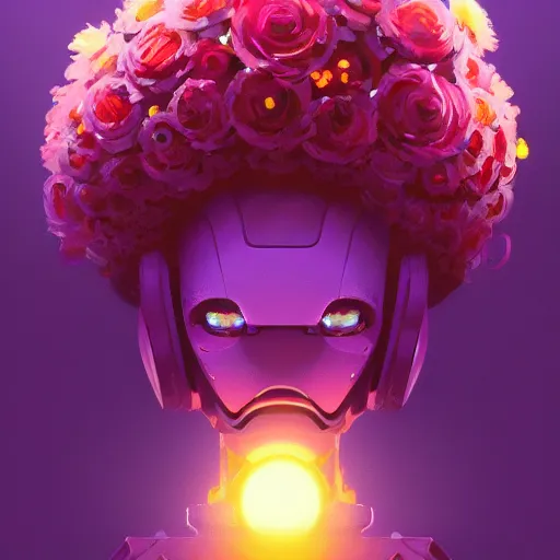 Image similar to a robot head with flowers coming out of the top, minimalist, behance hd by jesper ejsing, by rhads, makoto shinkai and lois van baarle, ilya kuvshinov, rossdraws global illumination