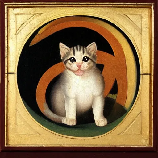 Image similar to original oil painting of a kitten by alessandro allori fra angelico