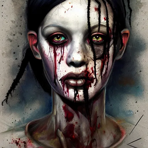 Image similar to color head portrait of young alison shaw from the cranes as a zombie with black dreadlocks, 7 days to die zombie, gritty background, fine art, award winning, intricate, elegant, sharp focus, cinematic lighting, digital painting, 8 k concept art, art by michael hussar, art by brom, art by guweiz and z. w. gu, 8 k