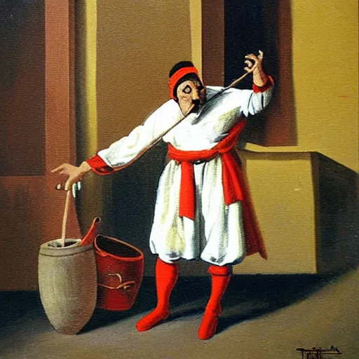 Prompt: pulcinella painting by arturo faldi