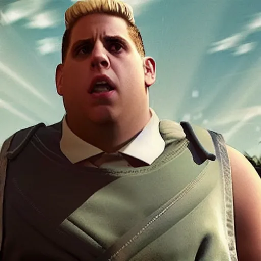 Prompt: movie still of Jonah Hill starring as Guile in the 2026 live action street fighter movie