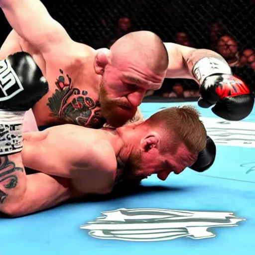 Image similar to conor mcgregor knocking himself out, high quality photo