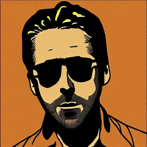 Image similar to “ ryan gosling retro minimalist portrait by jean giraud, moebius starwatcher comic, 8 k ”