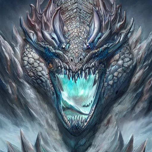 Image similar to sensual warrior into a giant dragon head with opened mouth, fantasy, highly detailed face, artwork, digital art