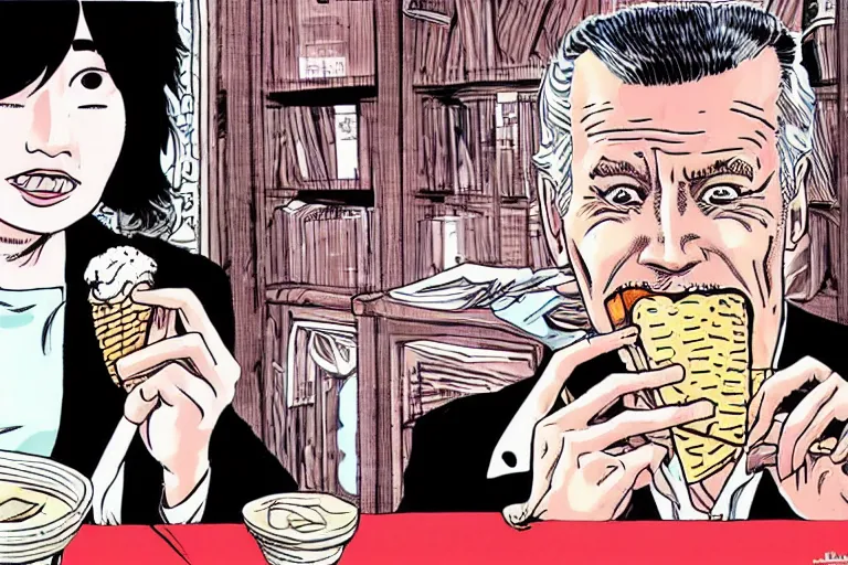 Image similar to Biden eating ice cream, Junji Ito