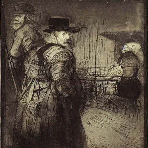 Prompt: shin kan sen train by rembrandt.