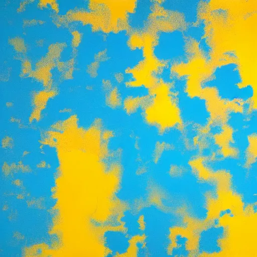 Prompt: An abstract visual of depression, sky blue and golden yellow theme