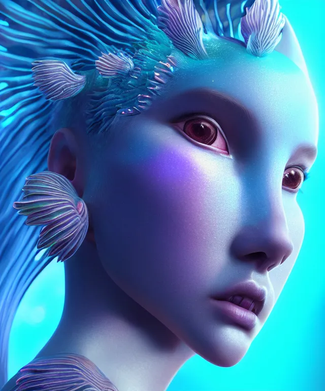 Image similar to goddess close-up portrait. betta fish, phoenix, bioluminiscent creature, intricate artwork by Tooth Wu and wlop and beeple. octane render, trending on artstation, greg rutkowski very coherent symmetrical artwork. cinematic, hyper realism, high detail, octane render, 8k