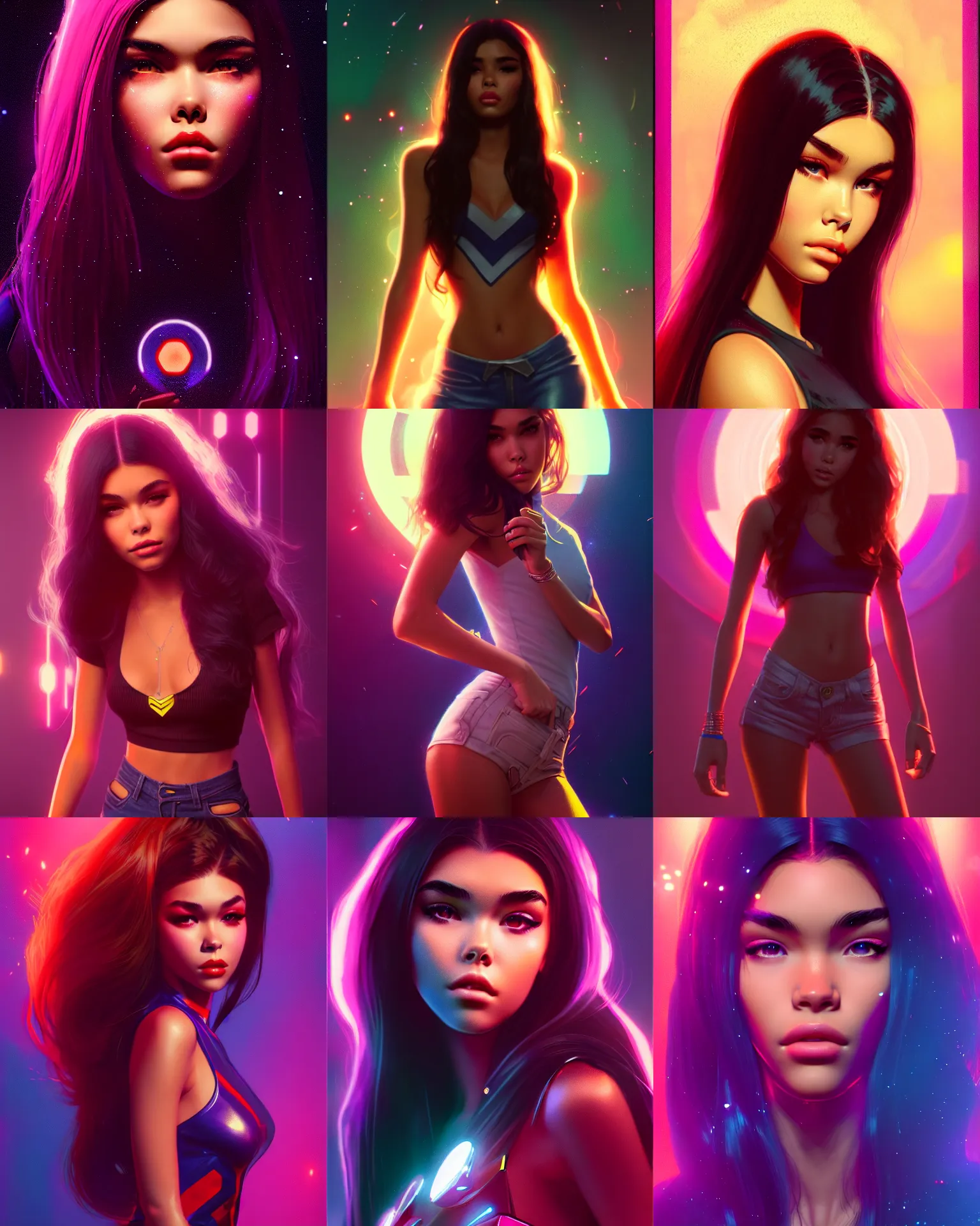 Prompt: madison beer : : young woman : : as discogirl by marvel trading card : : by greg rutkowski, wlop, blender render, 4 k, hdr, : :