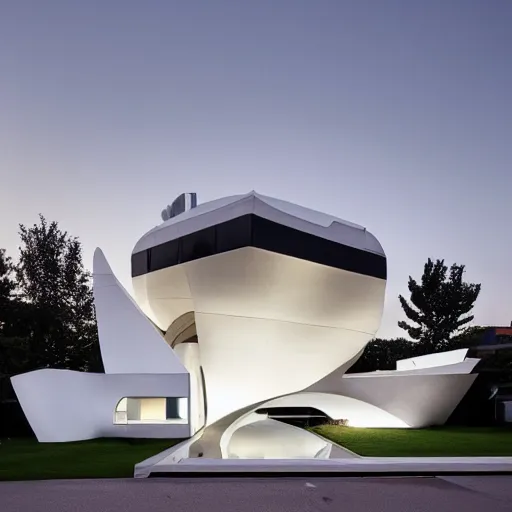 Image similar to house designed by zaha hadid