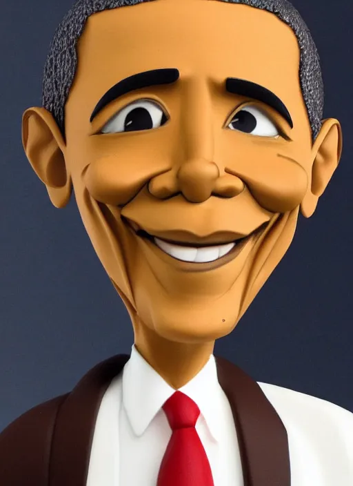 Image similar to barack obama as a cute cartoon character, 3 d clay figure, kawaii