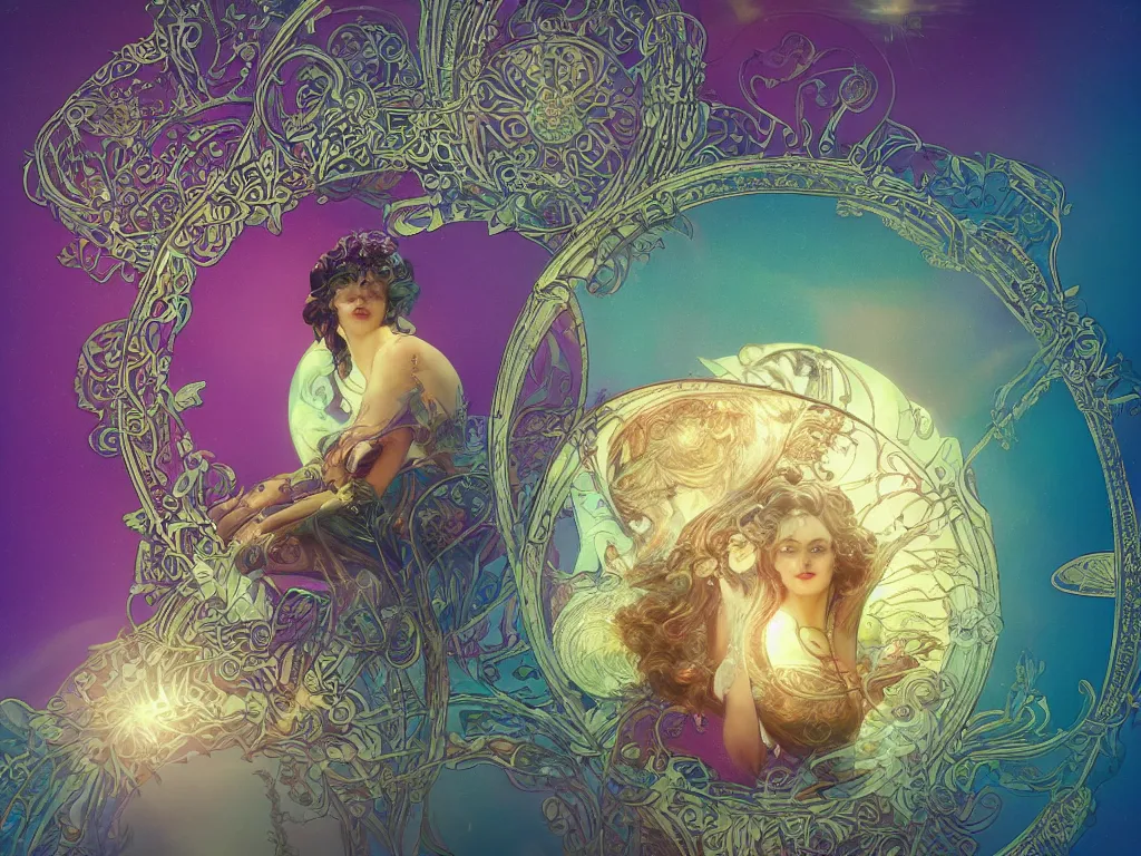 Image similar to the orb of time, sunlight study, art nouveau, by hans zatzka and ( ( ( ( lisa frank ) ) ) ), 8 k, sharp focus, octane render, ( ( ( ( kauai ) ) ) )