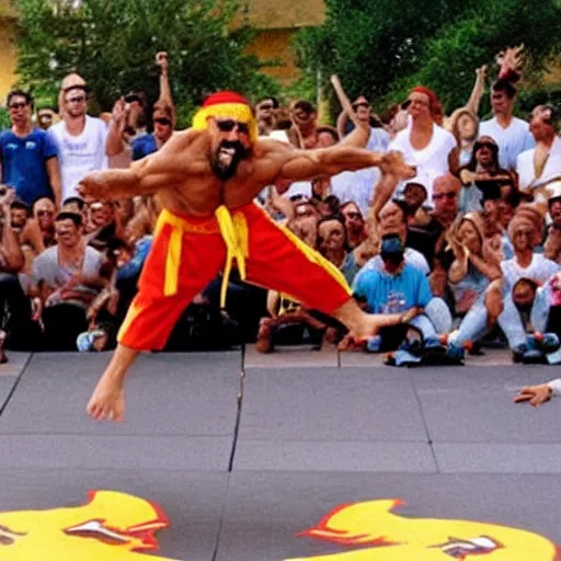 Image similar to Hulk Hogan breakdancing