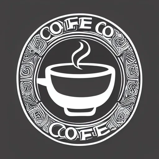 Image similar to logo of a pot of coffee with wings, black and white, line art