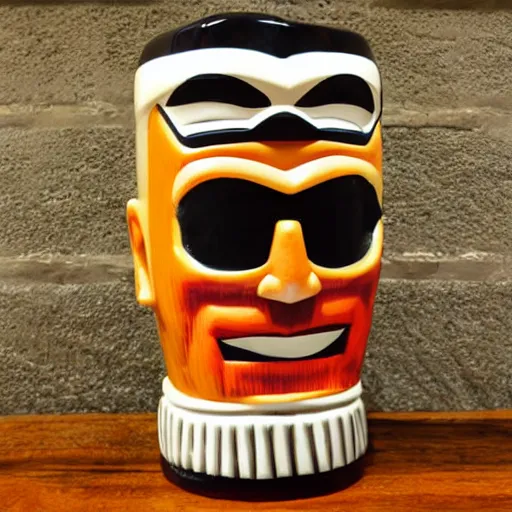 Prompt: max headroom tiki mug