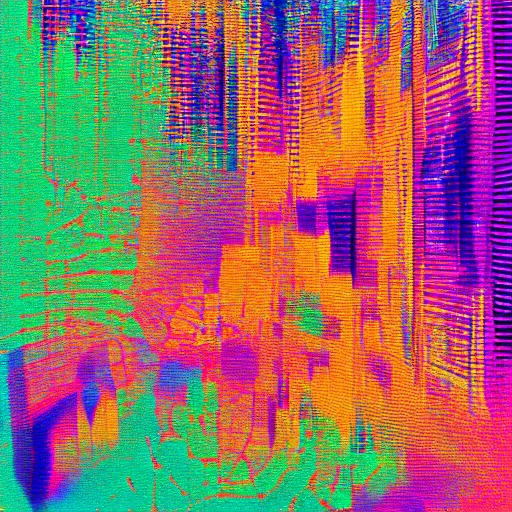 Image similar to abstract pixel sorted glitch art in a painterly style