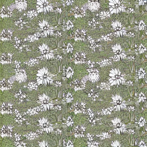 Image similar to highly detailed daisy pattern in the style of old botanical illustrations and japanese art, 4 k
