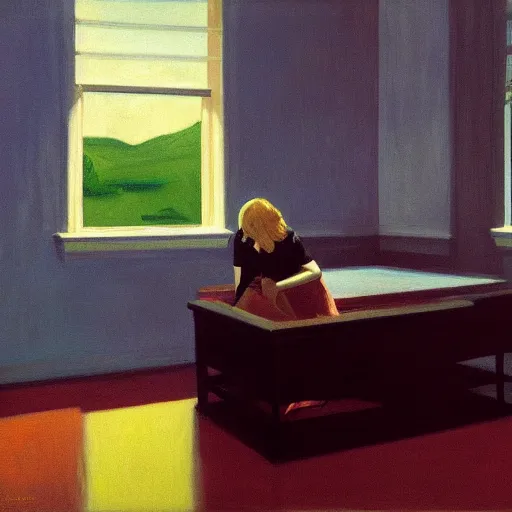 Image similar to A ghost in a living room flooded by water by Edward hopper