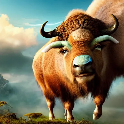 Prompt: a photograph of appa, the flying bison in the sky. live action still from avatar the last airbender ( 2 0 2 5 ). color harmony, 8 k detail, gallery quality, hd wallpaper, premium prints available.