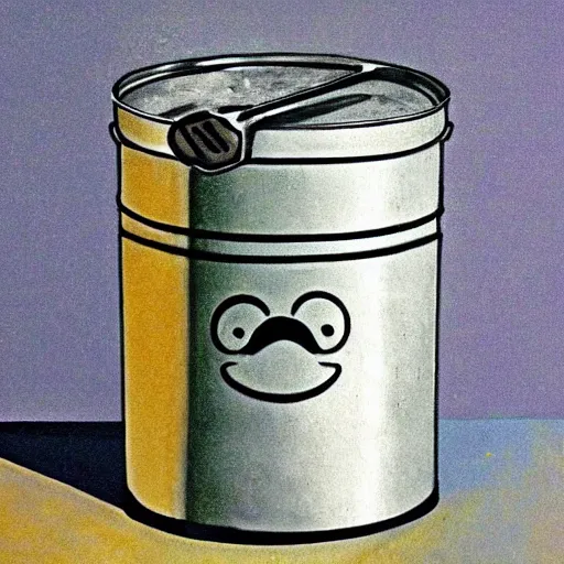 Image similar to a tin can with a face