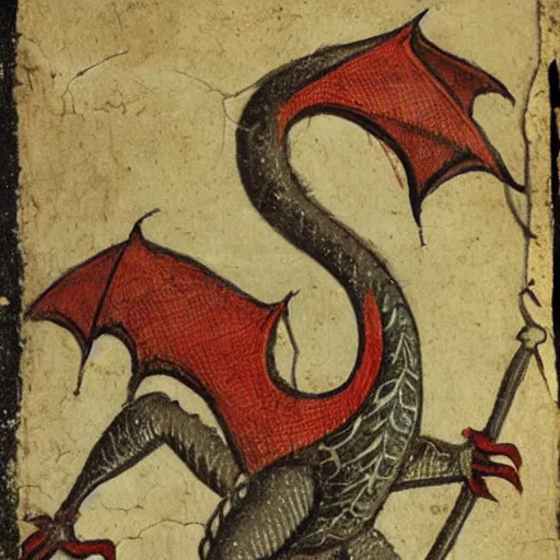 Prompt: a medieval picture of a dragon