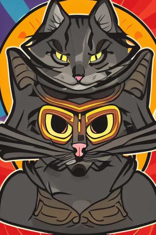 Image similar to A portrait of a kitten as evil warlord general, sticker, Anthropomorphized, portrait, highly detailed, colorful, illustration, smooth and clean vector curves, no jagged lines, vector art, smooth