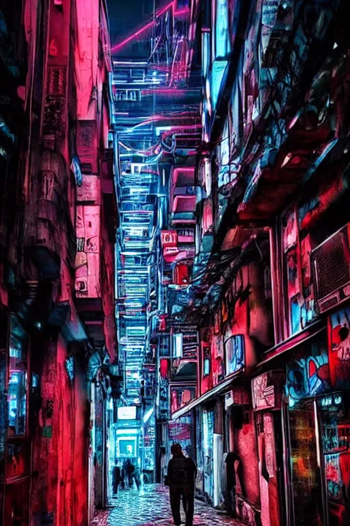 Image similar to cyberpunk style art of istanbul