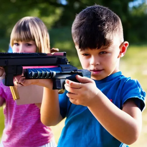 Prompt: kids using guns