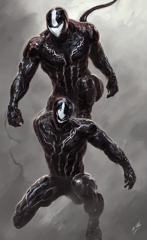 Image similar to venom as ironman, dynamic lighting, photorealistic fantasy concept art, trending on art station, stunning visuals, terrifying, creative, cinematic