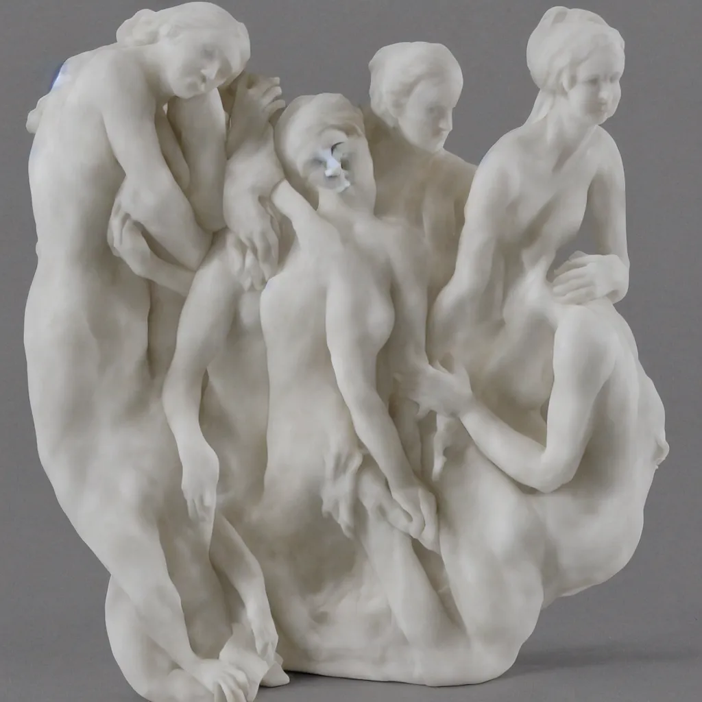 Image similar to Over lapping women white marble sculpture