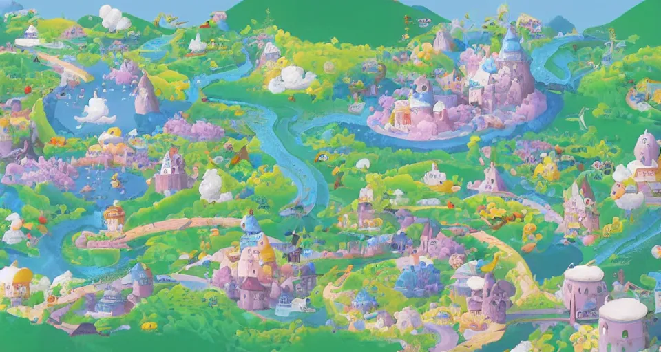 A magical fantasy royal castle town that sits on a