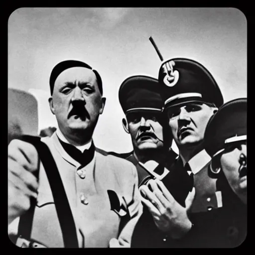 Prompt: Hitler's official instagram account. Vintage design. Selfies. Black and white. Vacation. Photo album. Screenshot.-n 9