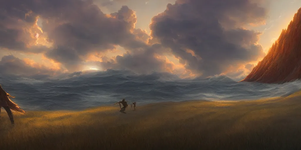 Prompt: Concept Art of cinematography of Terrence Malick film by Noah Bradley